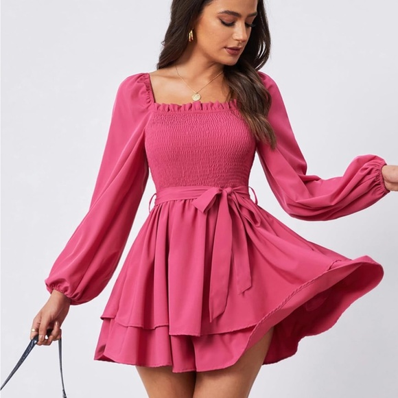 Chic Pink Smocked Romper - Picture 2 of 4